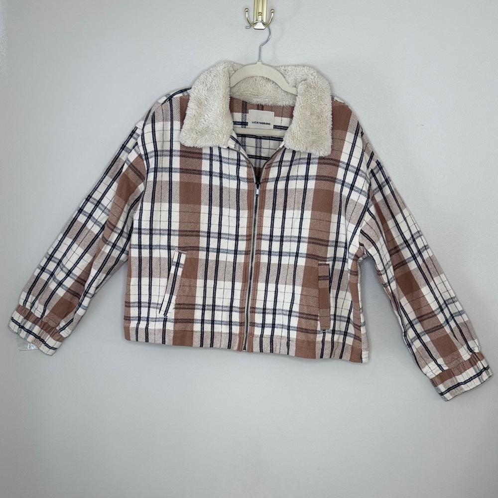 Lucky Brand 100% Cotton Jacket With Sherpa Collar Size M - Picture 2 of 12